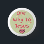 Grönt, Rosa, vit citat ett sätt för Jesus Knapp<br><div class="desc">Grönt, Rosa, Vit citat ett sätt till Jesus Magnet. Konstruktion för Cute Christian-bekräftelse med ett citat " One Way to Jesus" magnet. En vacker present till kärlek, familjekyrkomedlemmar. Firar tron och kärlek.</div>
