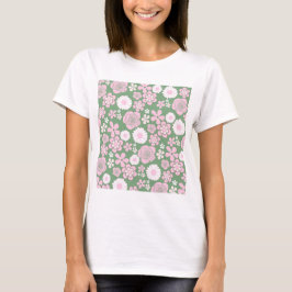 Grönt Rosa White Retro Y2K 70 s Flower Mönster T Shirt