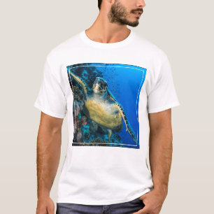 Grönt rött hav för havssköldpadda t-shirt
