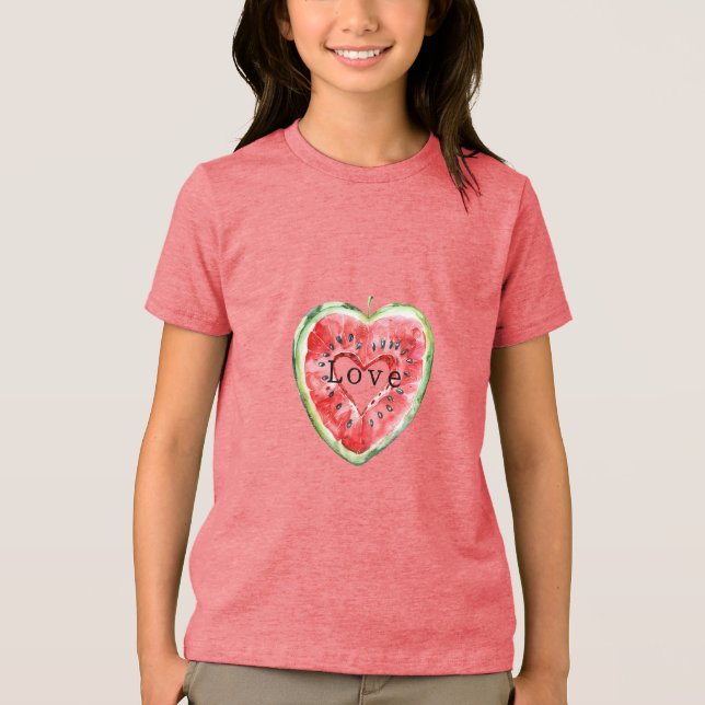 Grönt Rött Hjärta Vattenmelon  T Shirt (Framsida)