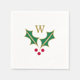 Grönt Rött Jullyrber Jul Monogram Pappersservett