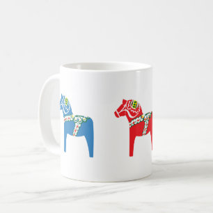 Grönt rött och blått Dalahäst Kaffemugg