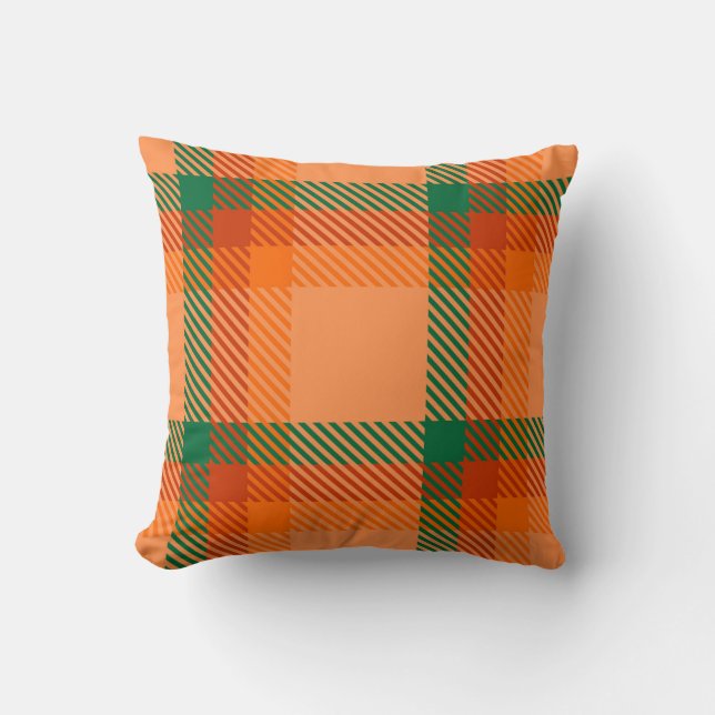 Grönt, rött, Orange och Beige Tartan Play Scottish Kudde (Framsida)