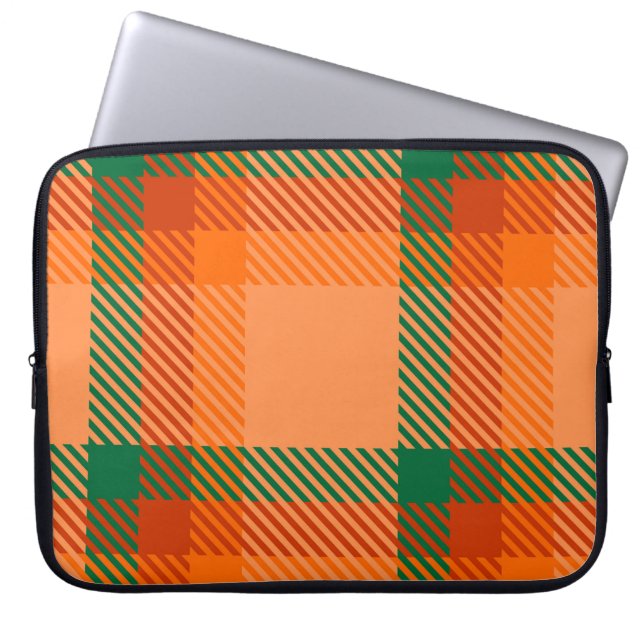 Grönt, rött, Orange och Beige Tartan Play Scottish Laptop Fodral (Framsidan)