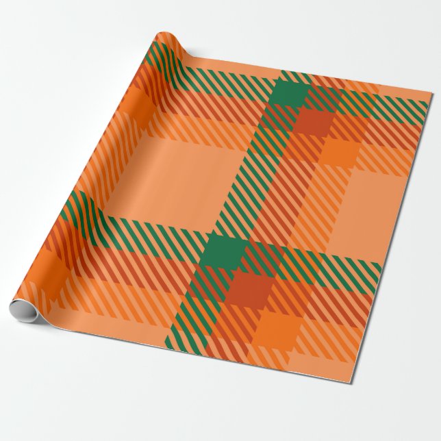 Grönt, rött, Orange och Beige Tartan Play Scottish Presentpapper (Utrullad)