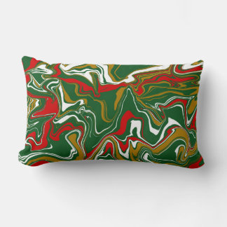 Grönt, rött, vitt och Guld julmarmor Lumbarkudde