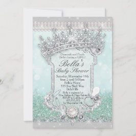 Grönt Royal Bling Glitter Baby Shower-inbjudningar Inbjudningar