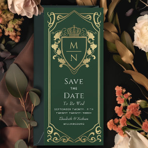 Grönt Royal Fantasy Monogram Spara datum Inbjudningar