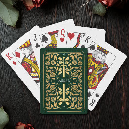 Grönt Royal Medieval Guld Sword Monogram Casinokort