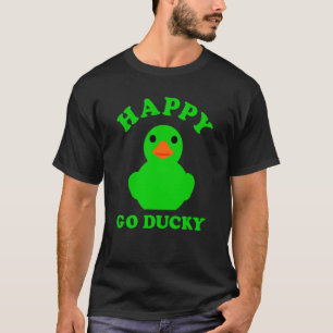 Grönt Rubber Anka Lycklig Go Ducky Pun St Patricks T Shirt