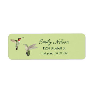 Grönt Ruby-tromated Hummingbird Returadress Etikett