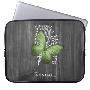 Grönt Rustic Butterfly Personlig Laptop sleeve