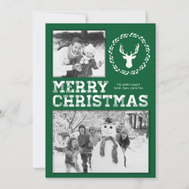 Grönt Rustic Hjort God jul-fotokort Julkort
