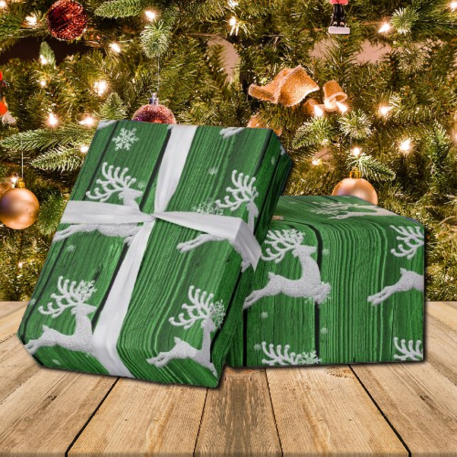 Grönt Rustic julrenar Papper inslagning Presentpapper (Skapare uppladdad)