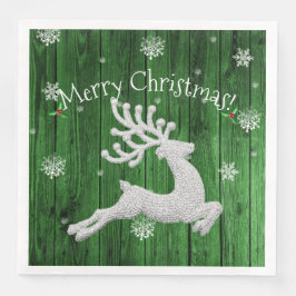 Grönt Rustic julrener Pappersservett