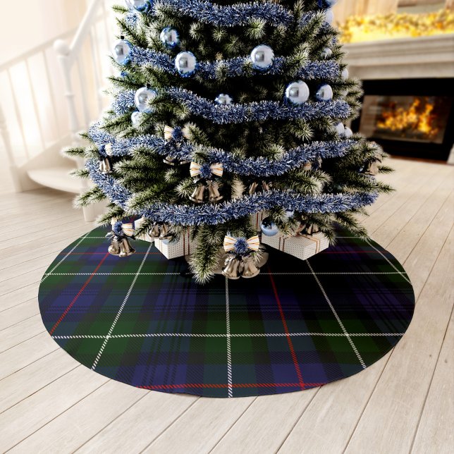 Grönt Rustic Klan Mackenzie Tartan Julgransmatta Borstad Polyester (Rustic Plaid Clan MacKenzie Tartan Tree Skirt)