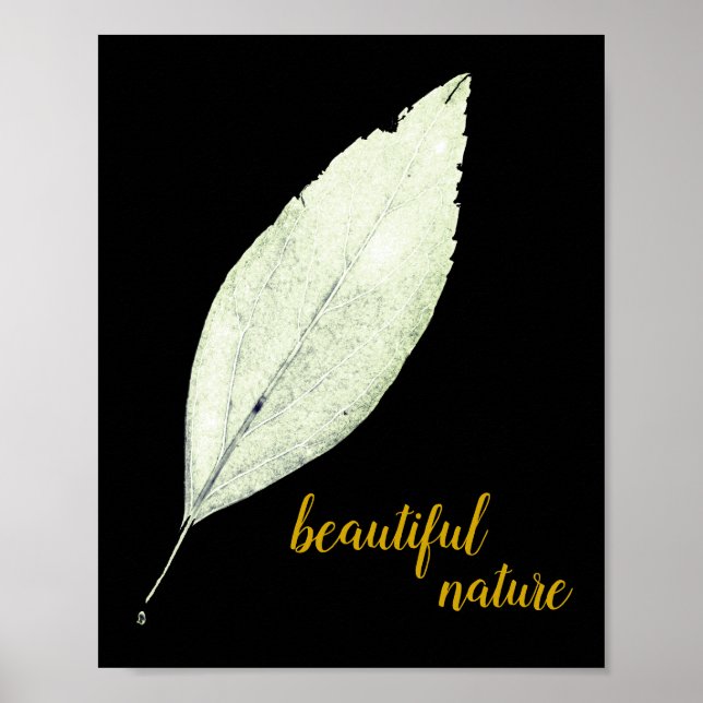 Grönt Rustic löv Nature Kärlek Art Paint Poster (Framsidan)