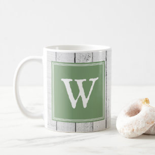 Grönt Rustic Monogram Mugg