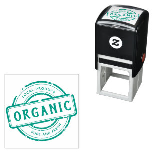 Grönt Rustic Organic Frimärke Circle Sticker Självfärgande Stämpel