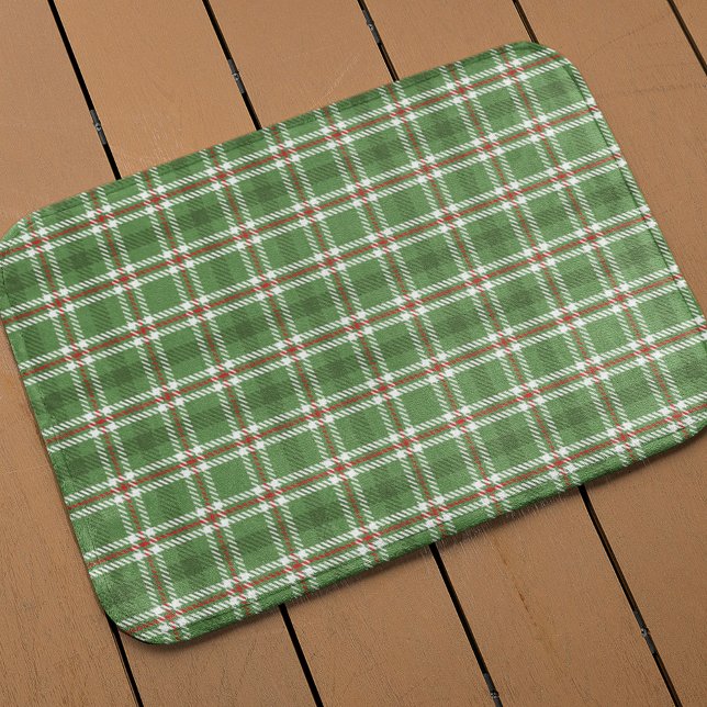 Grönt Rustic Play Mönster Helgdag Badrumsmatta (Green and red holiday bath mat
)