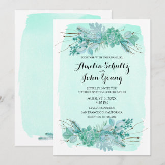 Grönt Rustic Winter Wedding 5x7-inbjudan Inbjudningar
