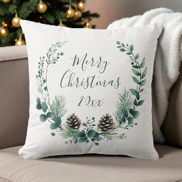 Grönt Rustiska utandningsanläggningen God jul Kudde