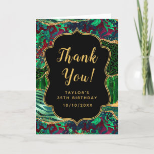 Grönt Safari Agate Birthday Tack Kort
