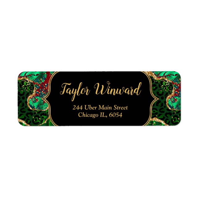 Grönt Safari Agate Returadress Etikett (Framsidan)