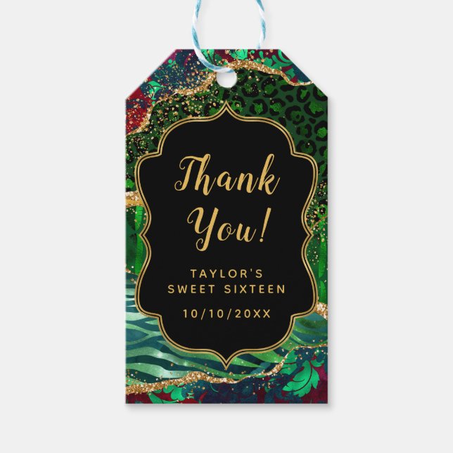 Grönt Safari Agate Sweet sixteen Tack Presentetikett (Framsidan)