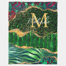 Grönt Safari Animal Print Agate