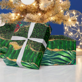 Grönt Safari Animal Print Agate Presentpapper