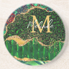 Grönt Safari Animal Print Agate Underlägg