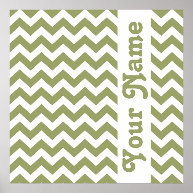 Grönt Safari Chevron med anpassningsbar Poster (Framsidan)