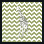 Grönt Safari Chevron med pop Art Giraffe Poster<br><div class="desc">Modet Chevron mönster i Emporio Moffas safari Moods färg palett,  med popkonsgiraffe på ena sidan.</div>