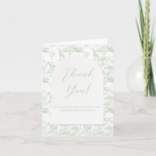 Grönt Safari D Toile Jouy Baby Shower Tack Anteckningskort