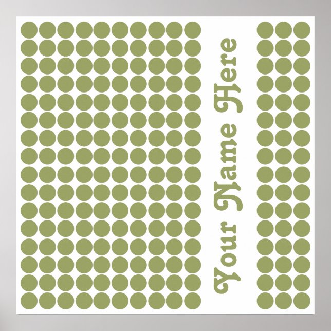 Grönt Safari Dot med namn Poster (Framsidan)