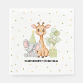 Grönt Safari Jungle Animal Birthday Pappersservett