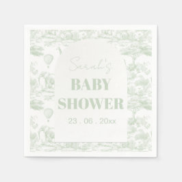 Grönt Safari Toile D Jouy Jungle Theme Baby Shower Pappersservett