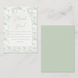 Grönt Safari Toile Jungle Baby Shower Tack Anteckningskort