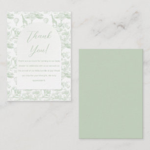 Grönt Safari Toile Jungle Baby Shower Tack Anteckningskort