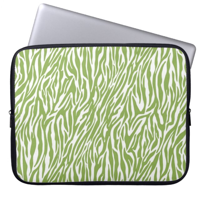Grönt Safari Zebra tryck Laptop Sleeve (Framsidan)
