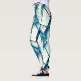 Grönt sågar eller zigzag på intensiv cyan till roy leggings