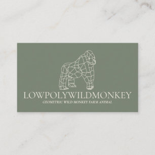 Grönt Sage Animal Lowpoly Gorilla Monkey Visitkort