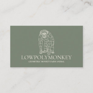 Grönt Sage Cream Animal Lowpoly Monkey Visitkort