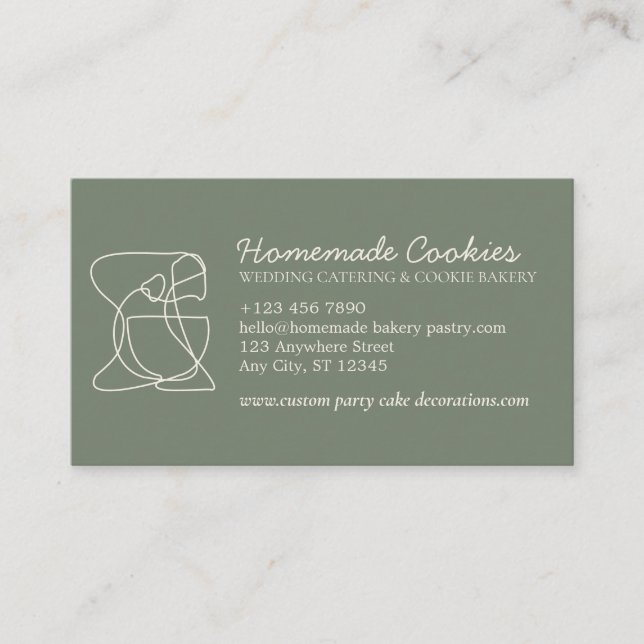 Grönt Sage Cream One Side Food Bakery Cook Visitkort (Framsida)