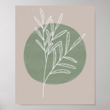Grönt Sage Farmhouse Botanical White