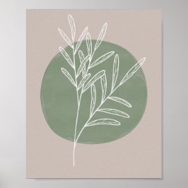 Grönt Sage Farmhouse Botanical White Poster