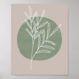 Grönt Sage Farmhouse Botanical White Poster
