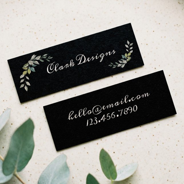 Grönt Sage & Greenery Elegant Löv ram Mini Visitkort (Green Sage & Greenery Elegant Leaf frame Mini Business Card)