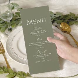 Grönt Sage Minimalist Elegant bröllop Meny